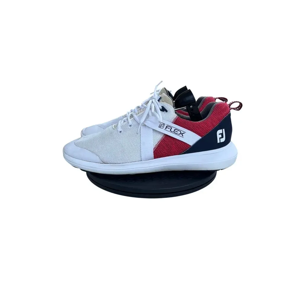 Mens Footjoy FJ Flex US Open Edition Spikeless Golf Shoes Size 10.5 White Blue